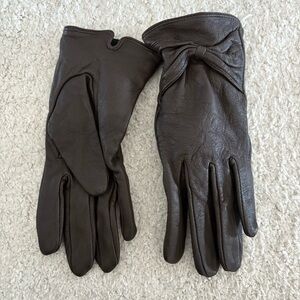 Aldo Women’s Twist Back Dark Brown Leather Gloves